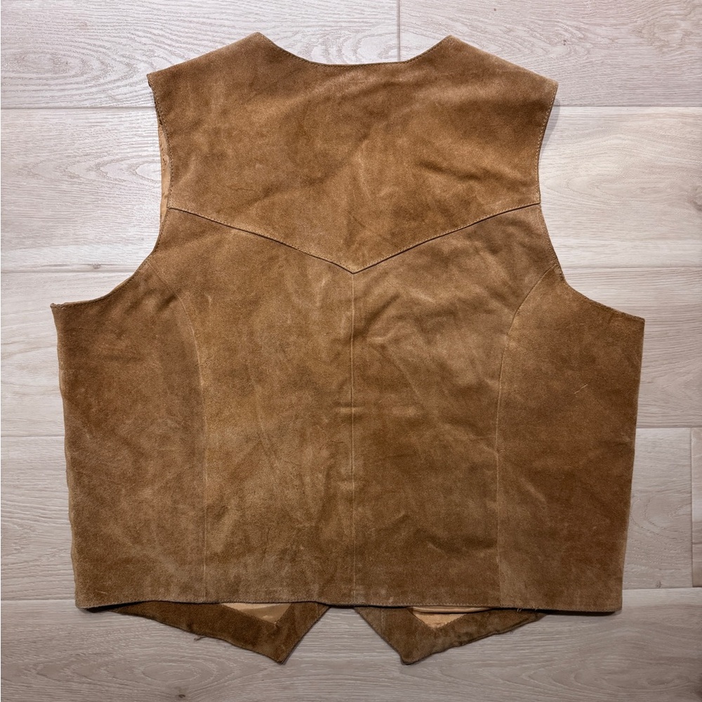 Roper Brown/Tan Full Suede Button Snap Closure Vest Men's 2XL - Picture 5 of 7